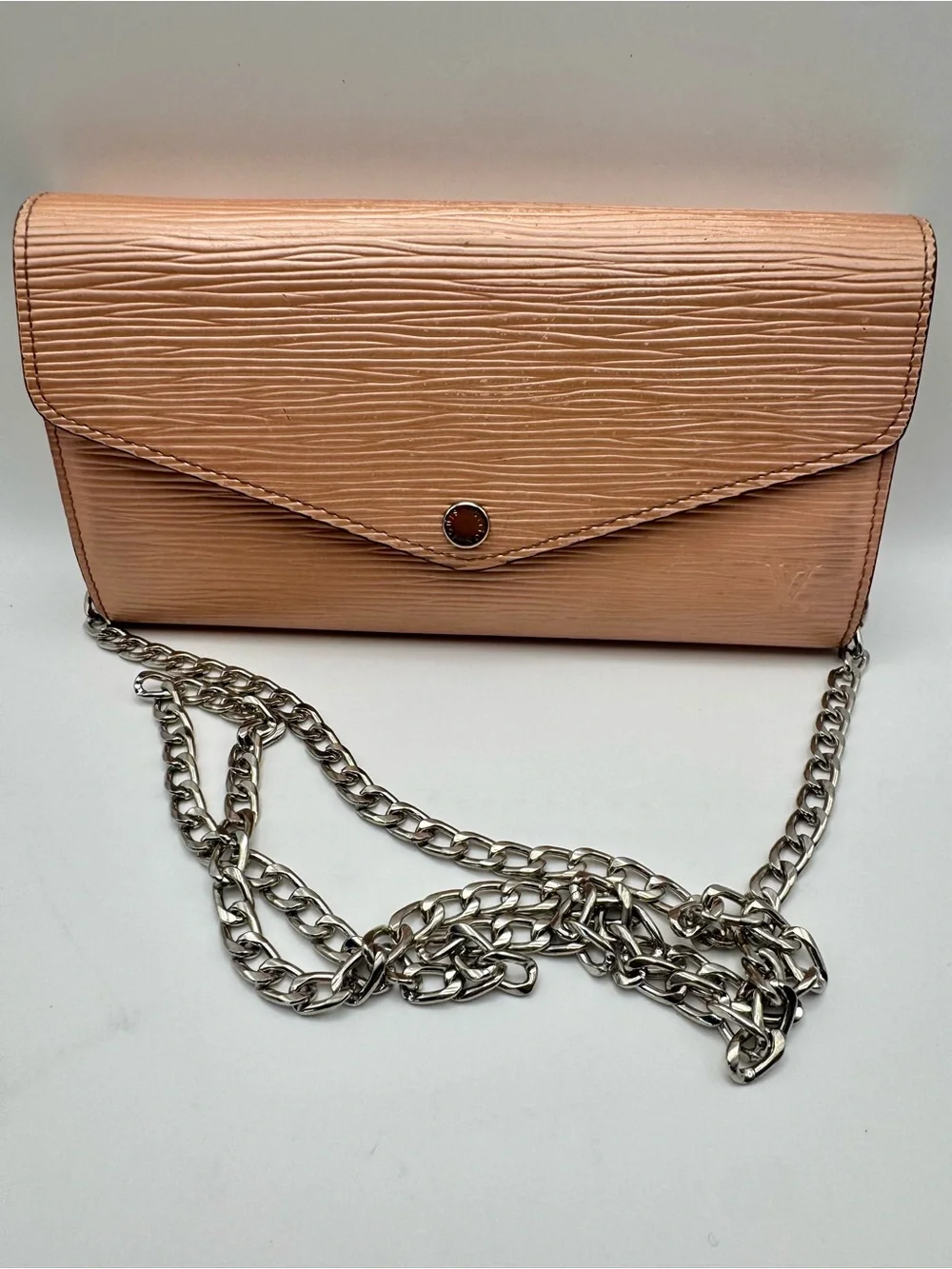 Louis Vuitton Sarah Blush Epi Leather Envelope Wallet with Branded Snap